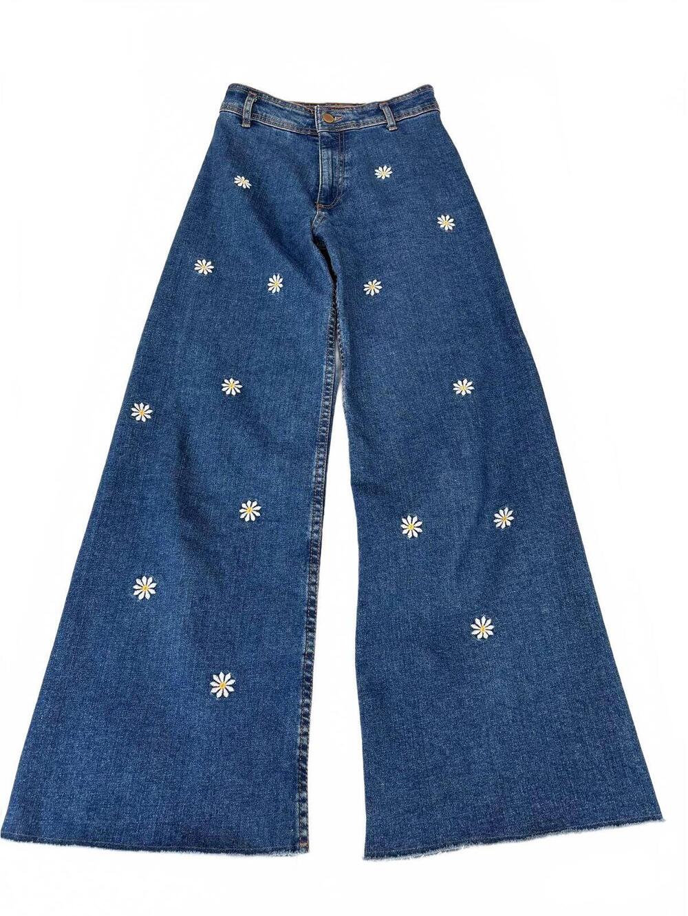 Desigual Daisy embroidered flared jeans sz 0